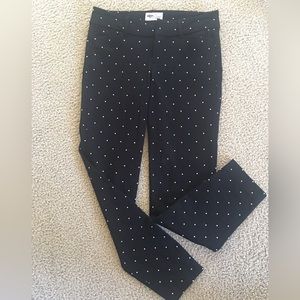 Old Navy Pixie Pants Sz 0 Regular . Black with white dots .